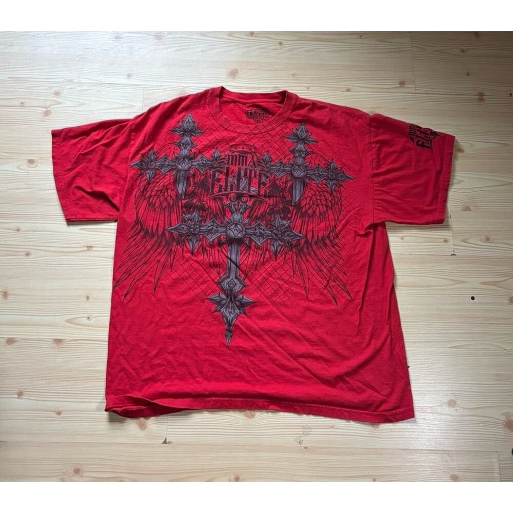 MMA Elite Cross Red Shirt XL Grunge